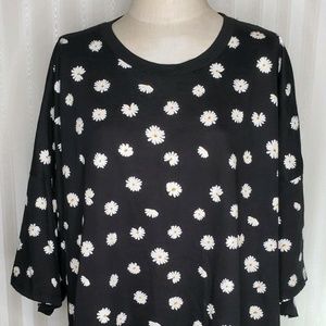 Asos Womens Plus Sz 28 Peplum T-Shirt Black Floral